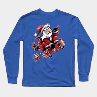 Santa Skateboarding Long Sleeve T-Shirt